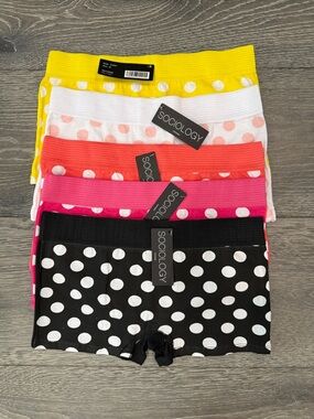 Sociology Polka Dot Boyshorts Five-Pack - Black, Pink, Coral, White, Yellow